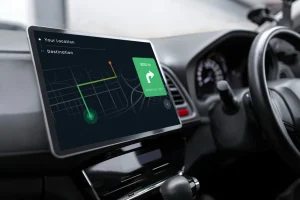 gps tracking system app in car dashboard