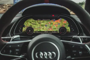 car dashboard with gps navigation